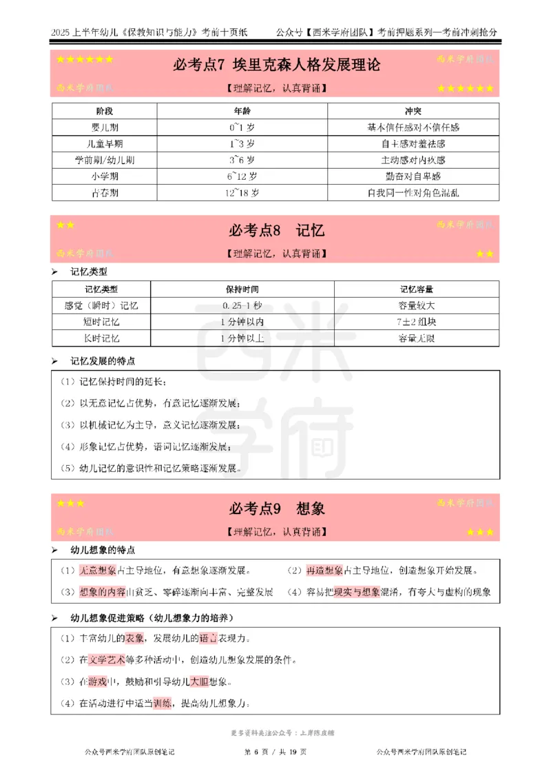 25上幼儿-保教知识-考前十页纸公众号：双马尾资料库_4-教培资料-26年最新资料-同步更新_科一科二电子资料合集中小幼（笔记真题知识点汇总等）文件多，按需保存_01西米合集