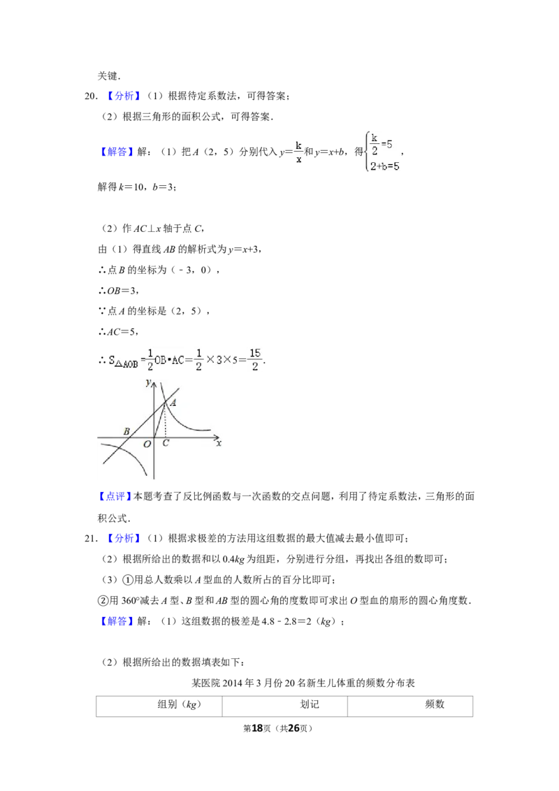 2014年浙江省湖州市中考数学试卷_中考真题_2.数学中考真题2015-2024年_地区卷_浙江省_浙江湖州数学10-22