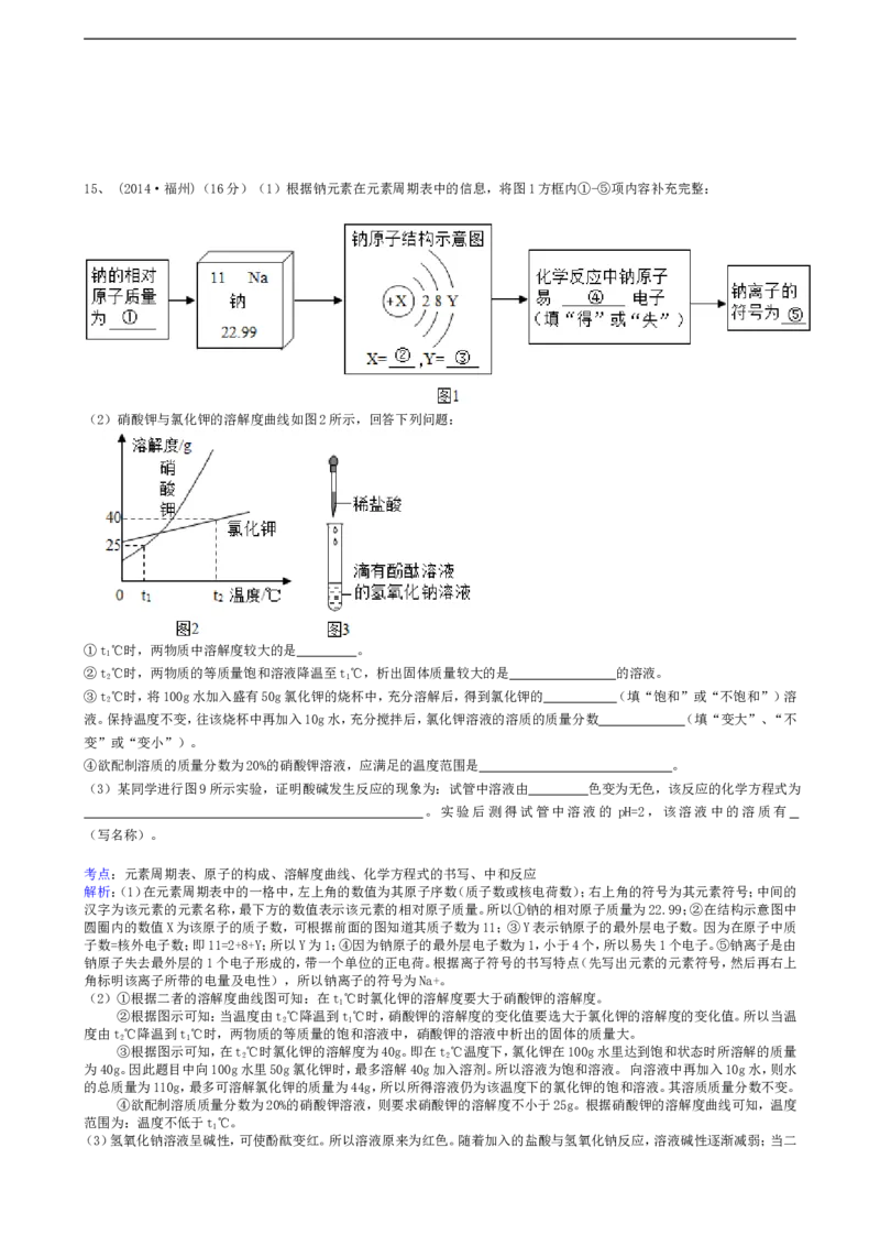 2014年福建省福州市中考化学试题(含答案)_中考真题_5.化学中考真题2015-2024年_地区卷_福建省_福州中考化学08-21
