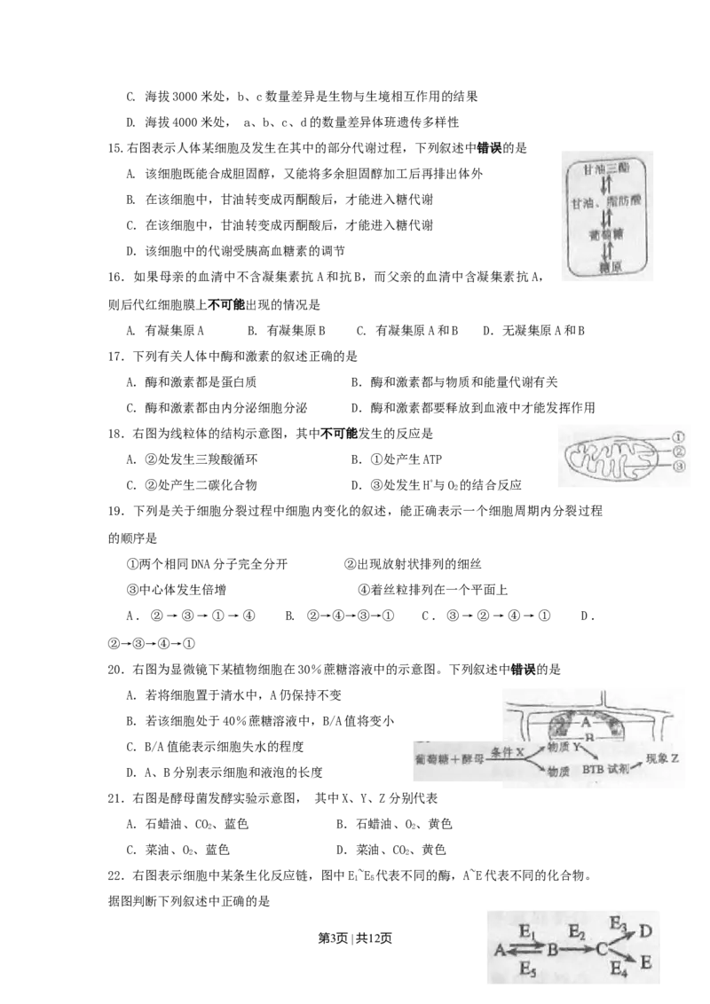 2010年高考生物试卷（上海）（空白卷）_1.高考2025全国各省真题+答案_01.2008-2024全国高考真题（按省份分类）_31.上海_2008-2022&middot;（上海）生物高考真题