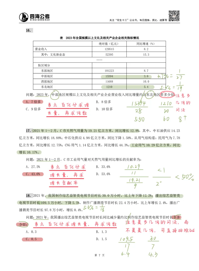 海海刷资料分析专项1（高照思路版）_2026考公资料_（01）花生十三_04刷题班2026年省考四海行测2000题海海刷(1)_01.资料分析刷题_专项笔记_高照思路版