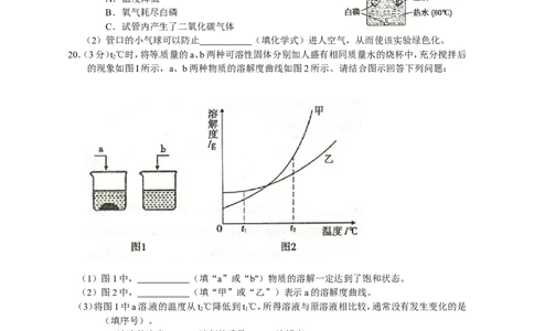 2013年重庆市中考化学B卷试卷(含答案)_中考真题_5.化学中考真题2015-2024年_地区卷_重庆中考化学08-22