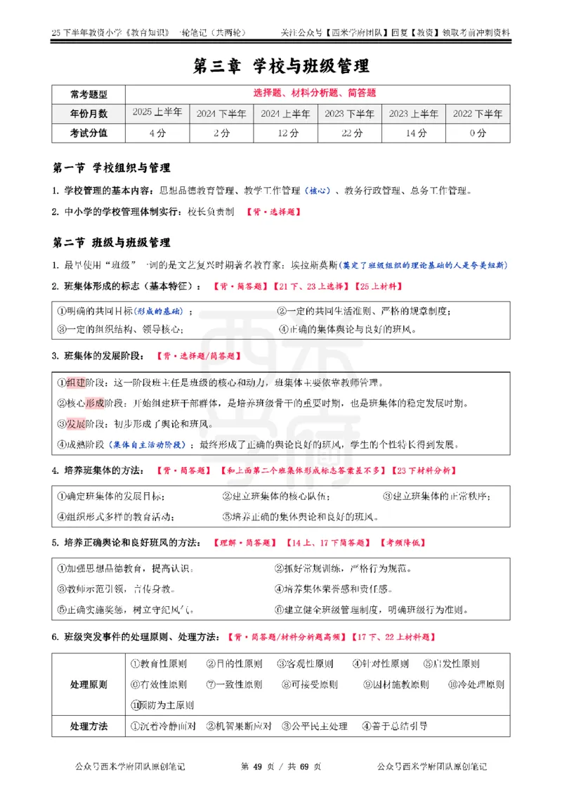 25下小学-教育知识与能力一轮笔记_4-教培资料-26年最新资料-同步更新_小学教资_04小学重点笔记_25下教资笔试西米学府学霸笔记（中小：科一科二）_小学：一轮重点笔记+默写本