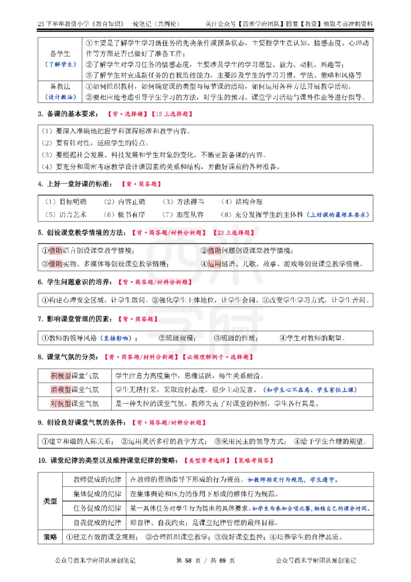 25下小学-教育知识与能力一轮笔记_4-教培资料-26年最新资料-同步更新_小学教资_04小学重点笔记_25下教资笔试西米学府学霸笔记（中小：科一科二）_小学：一轮重点笔记+默写本
