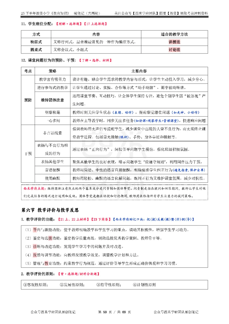25下小学-教育知识与能力一轮笔记_4-教培资料-26年最新资料-同步更新_小学教资_04小学重点笔记_25下教资笔试西米学府学霸笔记（中小：科一科二）_小学：一轮重点笔记+默写本