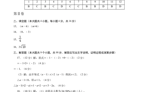 数学（贵州卷）（参考答案及评分标准）_2数学总复习_赠送：2024中考模拟题数学_一模_数学（贵州卷）-2024年中考第一次模拟考试