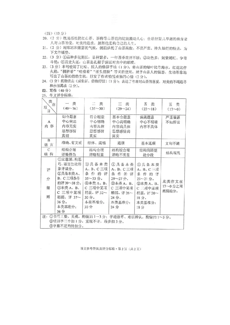 2015年云南省中招考试语文试题(word版，有答案)_中考真题_1.语文中考真题2015-2024年_地区卷_云南省_云南中考语文2009--2022年（云南省统一试卷）