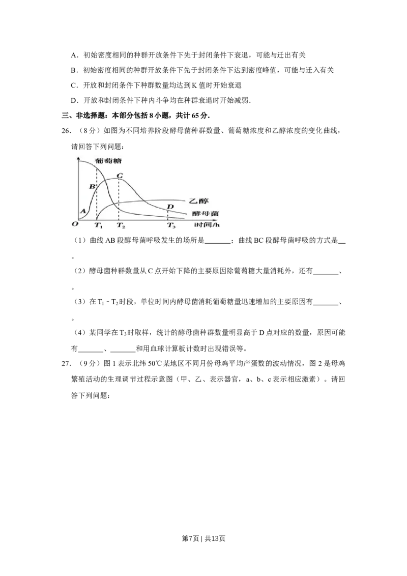 2011年高考生物试卷（江苏）（空白卷）_1.高考2025全国各省真题+答案_01.2008-2024全国高考真题（按省份分类）_10.江苏_2008-2024&middot;（江苏）生物高考真题