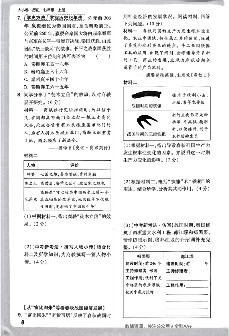 2026《万唯大小卷&bull;历史》7上周测小卷_2026万唯系列预习复习_2026版初中《万唯大小卷》7年级上册（全科多版本）_2026《万唯大小卷&bull;历史》7上