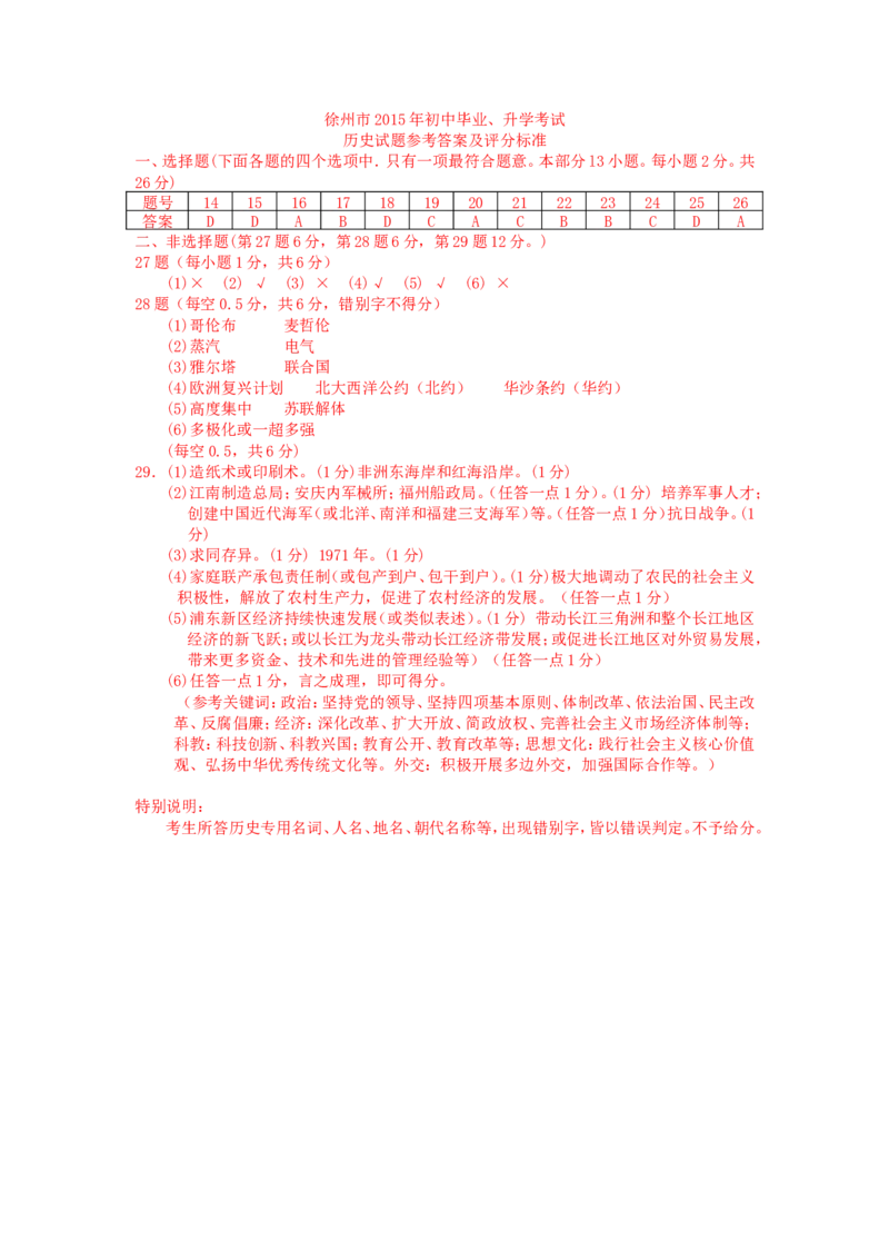 2015年江苏省徐州市中考历史试题及答案_中考真题_6.历史中考真题2015-2024年_地区卷_江苏省_徐州中考历史08-21