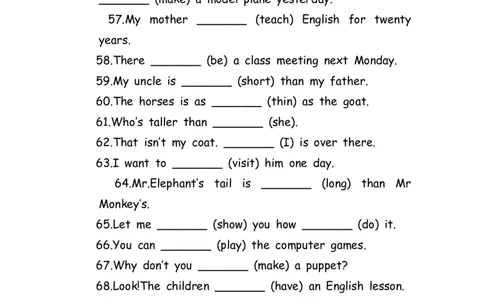 No.193适当形式填空100题⑨_初中英语语法_最全初中英语语法习题_No.193适当形式填空100题⑨