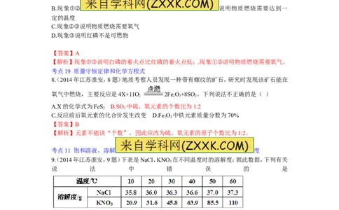 2014年江苏淮安化学试卷+答案+解析（word整理版）_中考真题_5.化学中考真题2015-2024年_地区卷_江苏省_江苏淮安化学