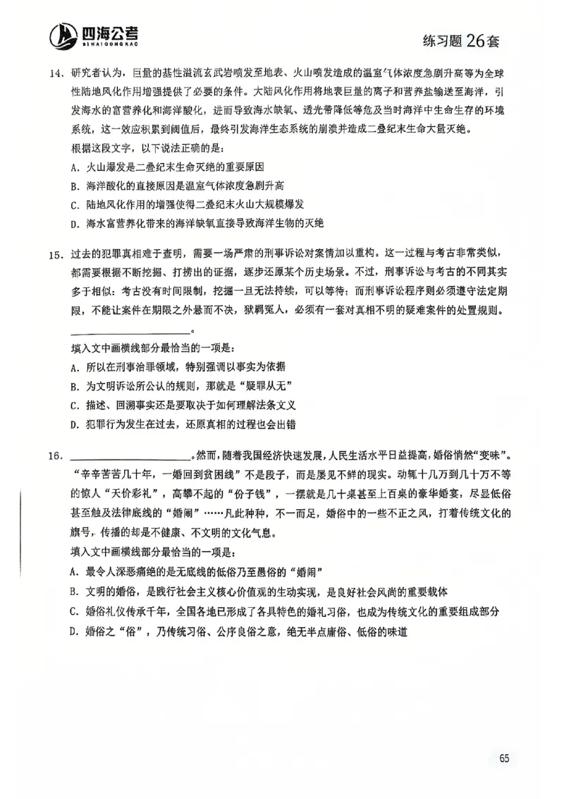 2025花生片段阅读600题-下册题本（16-30套）_2026考公资料_花生十三合集_刷题2025花生言语600题⭐⭐