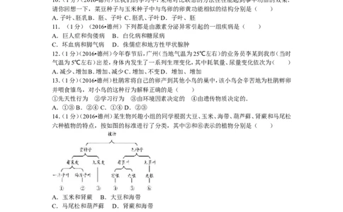 2016年德州市中考生物真题试题(解析版)_中考真题_8.生物中考真题2015-2024年_地区卷_山东省_山东德州生物11-20