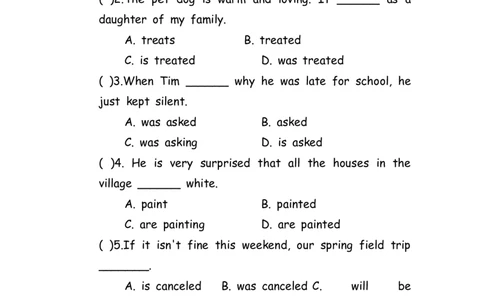 No.77动词的被动语态练习题①_初中英语语法_最全初中英语语法习题_No.77动词的被动语态练习题①