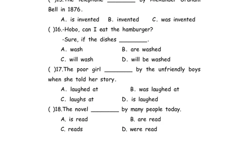 No.77动词的被动语态练习题①_初中英语语法_最全初中英语语法习题_No.77动词的被动语态练习题①