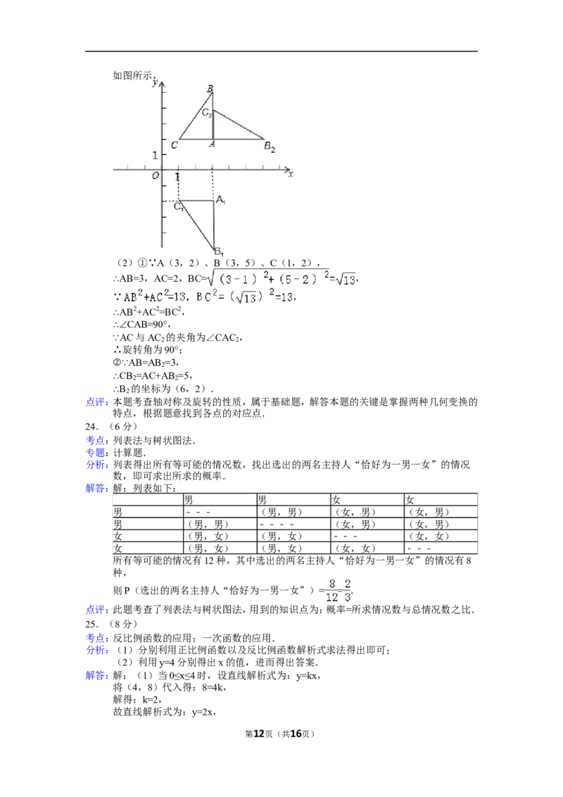 2015年湖南省衡阳市中考数学试题及解析_中考真题_2.数学中考真题2015-2024年_地区卷_湖南省_湖南衡阳数学10-22