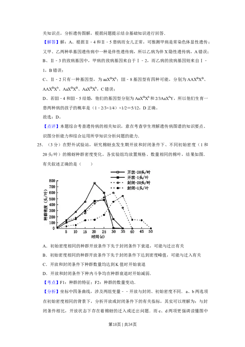 2011年高考生物试卷（江苏）（解析卷）_1.高考2025全国各省真题+答案_01.2008-2024全国高考真题（按省份分类）_10.江苏_2008-2024&middot;（江苏）生物高考真题
