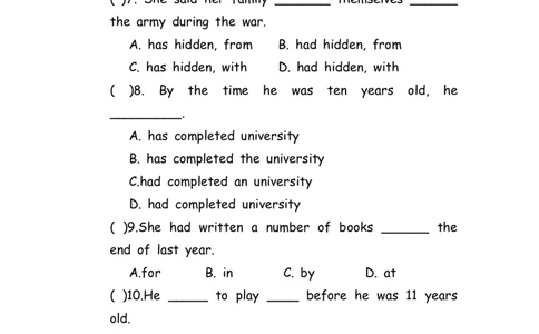 No.71过去完成时练习题①_初中英语语法_最全初中英语语法习题_No.71过去完成时练习题①