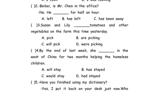 No.74时态混合练习题①_初中英语语法_最全初中英语语法习题_No.74时态混合练习题①