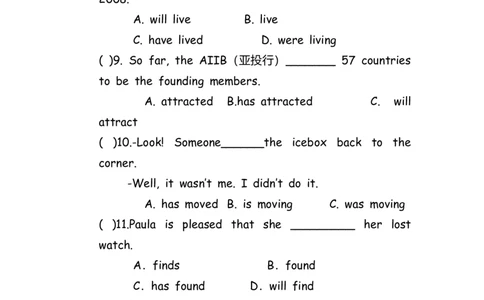 No.74时态混合练习题①_初中英语语法_最全初中英语语法习题_No.74时态混合练习题①