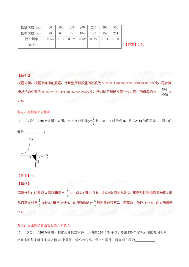 2015年辽宁省锦州市中考数学试题（解析）_中考真题_2.数学中考真题2015-2024年_地区卷_辽宁省_辽宁数学_辽宁数学_锦州数学11-22