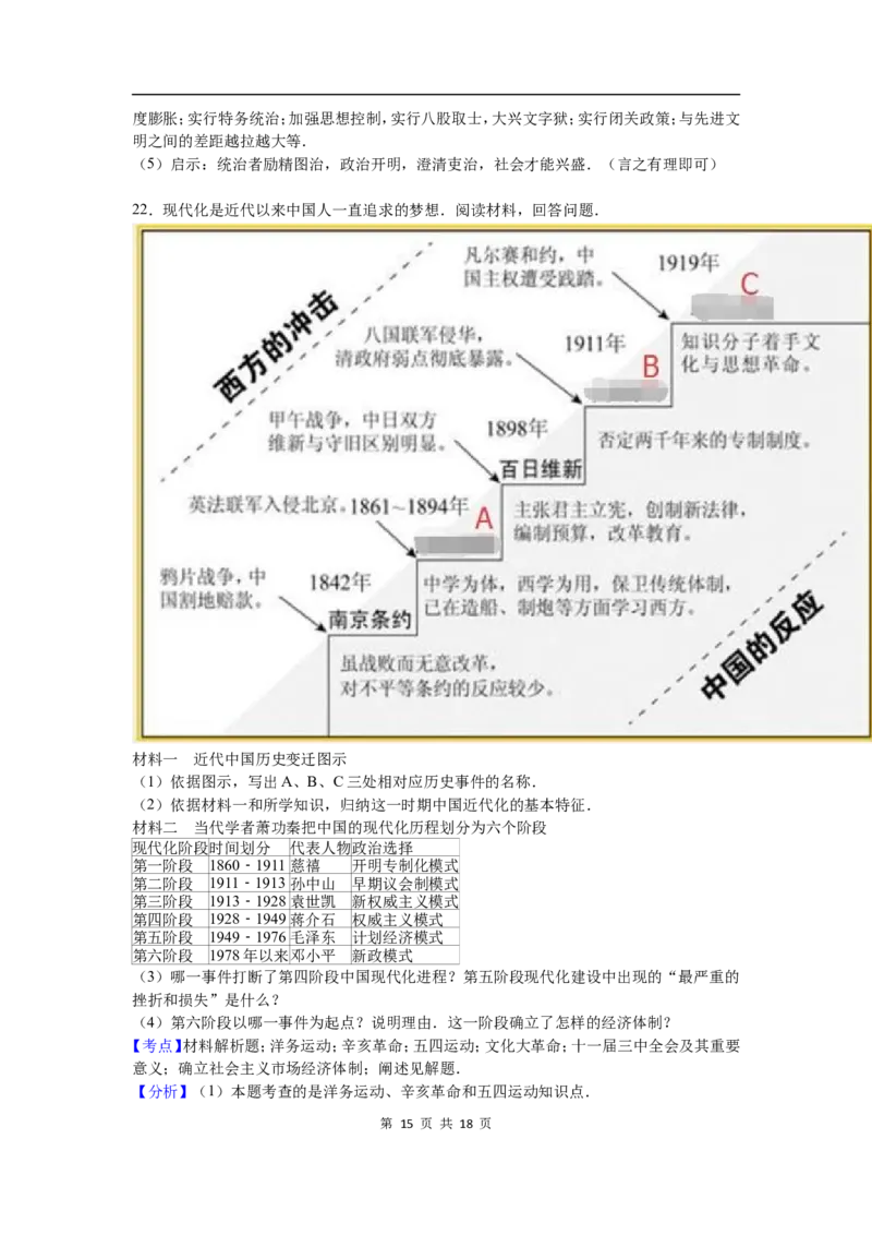 2016年菏泽市中考历史试题含答案解析_中考真题_6.历史中考真题2015-2024年_地区卷_山东省_菏泽历史10-21