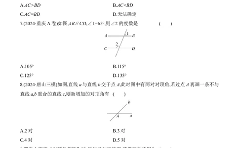 第17课时　几何初步、相交线与平行线2025年中考数学一轮专题复习强化练习（含答案）_2数学总复习_2025中考复习资料_2025年中考数学一轮专题复习强化练习（含答案）