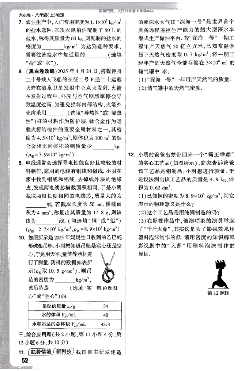 2026《万唯大小卷&bull;物理》8上周测小卷(RJ)_2026万唯系列预习复习_2026版初中《万唯大小卷》8年级上册（全科多版本）_2026《万唯大小卷&bull;物理》8上(RJ)
