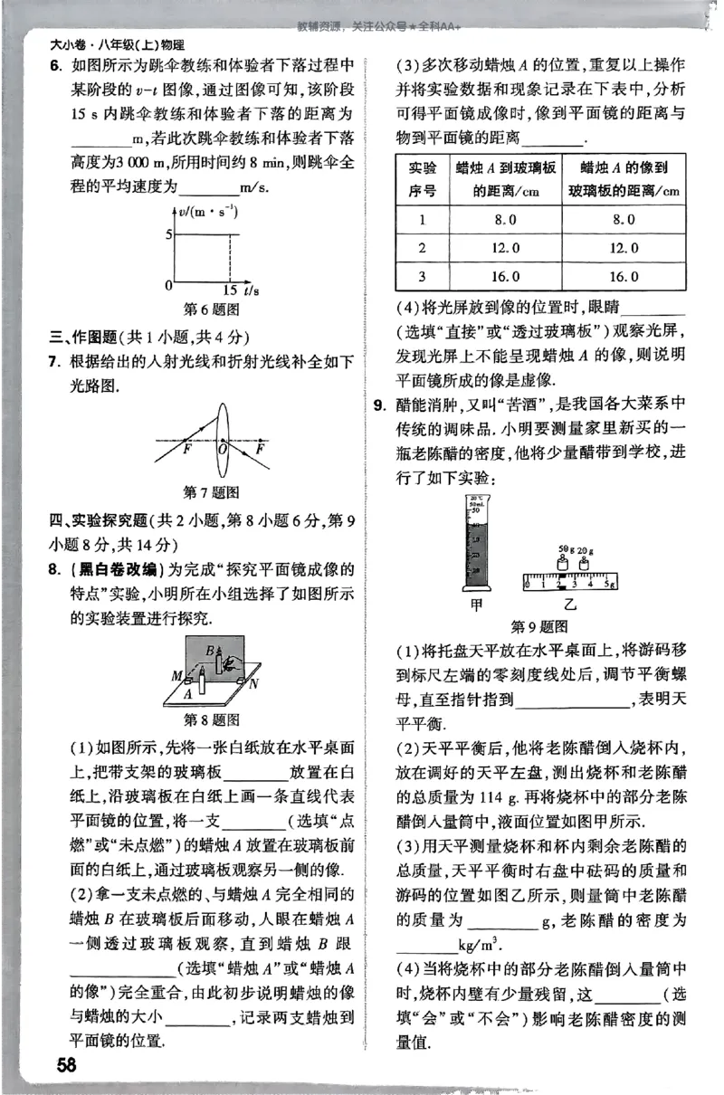 2026《万唯大小卷&bull;物理》8上周测小卷(RJ)_2026万唯系列预习复习_2026版初中《万唯大小卷》8年级上册（全科多版本）_2026《万唯大小卷&bull;物理》8上(RJ)