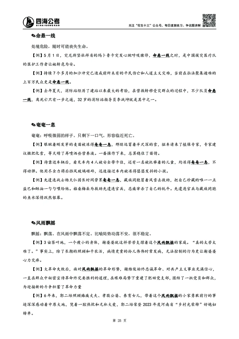 2025花生十三高频成语积累700词_2026考公资料_花生十三合集_成语2025花生十三高频成语700词
