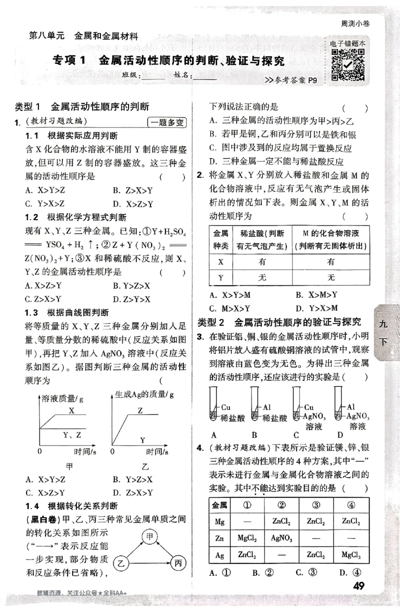 2026《万唯大小卷&bull;化学》9全周测小卷_2026万唯系列预习复习_2026版初中《万唯大小卷》9年级全册（全科多版本）_2026《万唯大小卷&bull;化学》9全