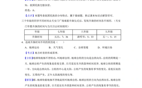 2015年天津市中考地理试卷（解析）_中考真题_9.地理中考真题2015-2024年_地区卷_天津地理15-19，22