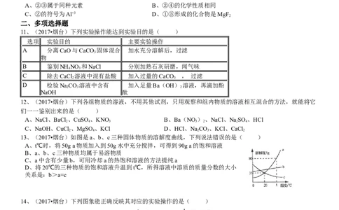 2017年山东省烟台市中考化学试题及答案_中考真题_5.化学中考真题2015-2024年_地区卷_山东省_烟台中考化学08-21