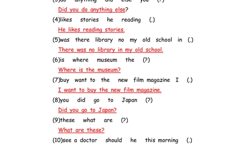 No.166语法专练连词成句答案解析_初中英语语法_最全初中英语语法习题_No.166语法专练连词成句