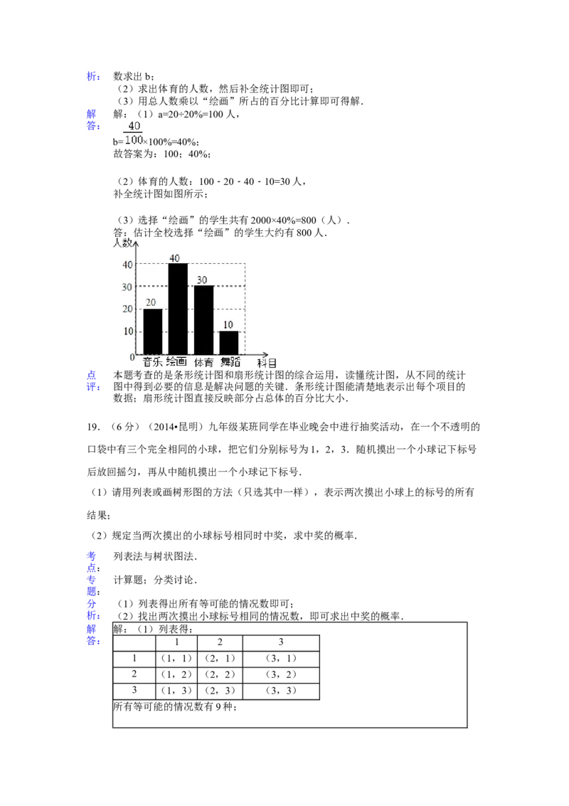 2014年云南省昆明市中考数学试卷（含解析版）_中考真题_2.数学中考真题2015-2024年_2014年全国中考数学170份