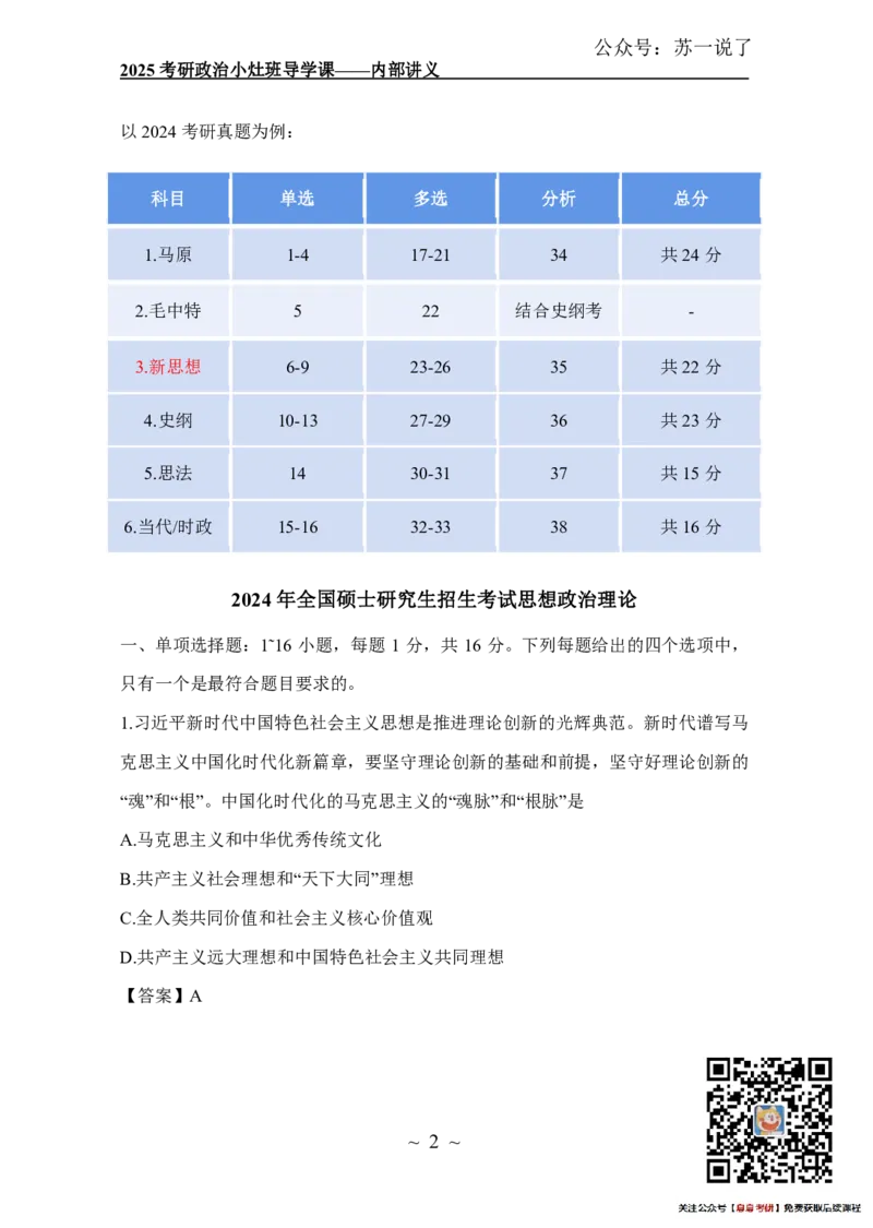 2025政治导学讲义：小灶班_2026考公资料_（49）政治理论合集_政治理论合集_2025考研政治_05.苏一_01.增值课程_01.全程托管班_00.讲义