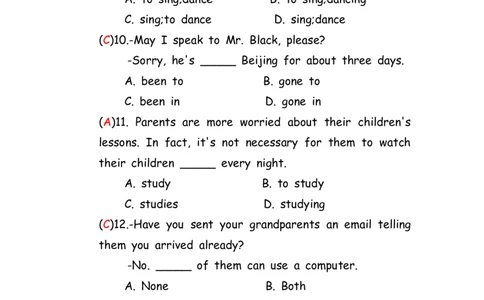 No.147综合训练选择题⑤答案解析_初中英语语法_最全初中英语语法习题_No.147综合训练选择题⑤