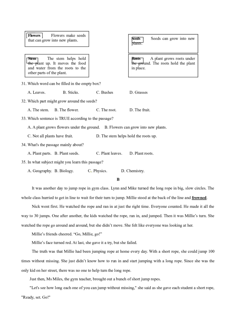 2015年中考真题精品解析英语（盐城卷）精编word版（原卷版）_中考真题_3.英语中考真题2015-2024年_2015年全国中考YINGYU144份_2015年中考真题精品解析英语（盐城卷）精编word版
