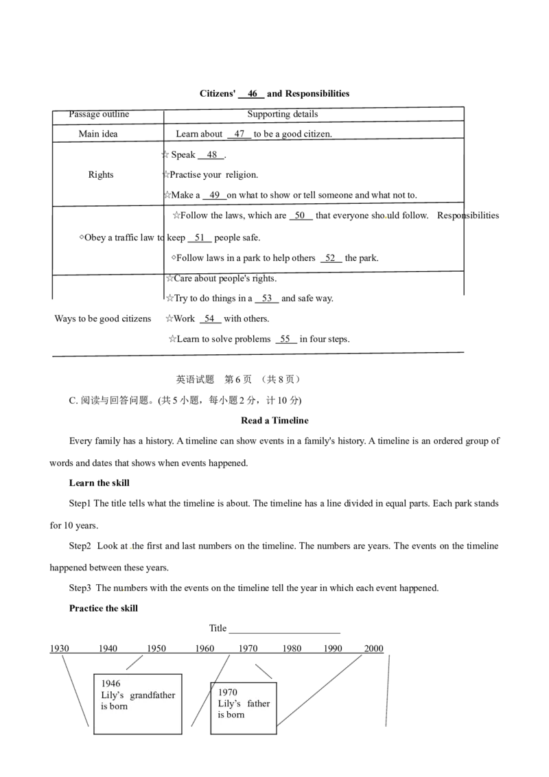 2015年中考真题精品解析英语（盐城卷）精编word版（原卷版）_中考真题_3.英语中考真题2015-2024年_2015年全国中考YINGYU144份_2015年中考真题精品解析英语（盐城卷）精编word版