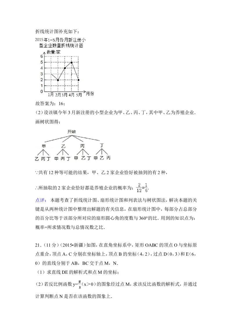 2015年新疆中考数学试卷（含解析版）_中考真题_2.数学中考真题2015-2024年_2015年全国中考数学180份