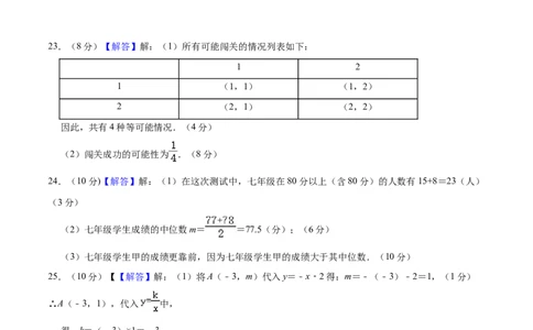 数学（甘肃卷）（参考答案及评分标准）_2数学总复习_赠送：2024中考模拟题数学_一模_数学（甘肃卷）-2024年中考第一次模拟考试