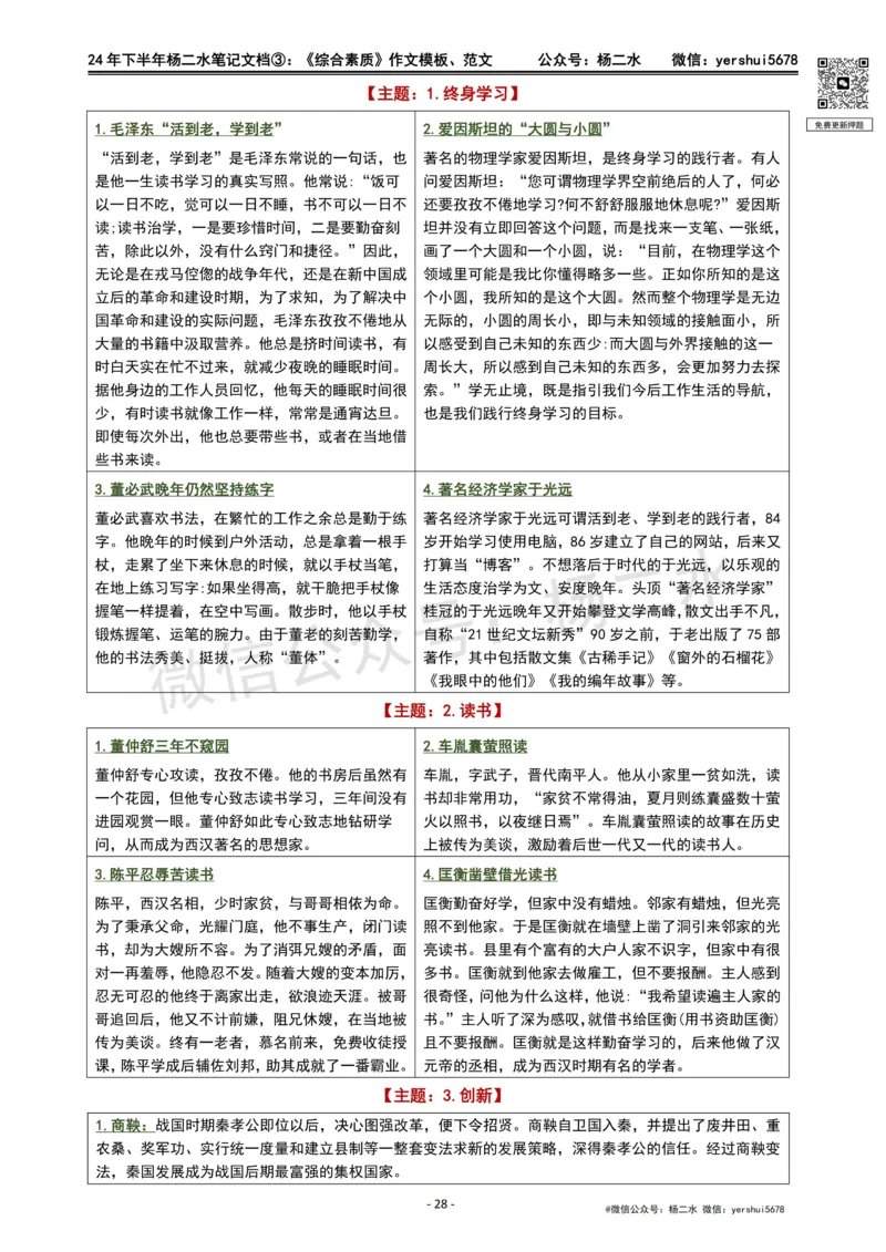 ③《中学综合素质》作文_4-教培资料-26年最新资料-同步更新_初中高中教资_2025下中学教资笔试_04科一科二重点笔记_杨二水_中学科一综合素质-笔记（25下通用）