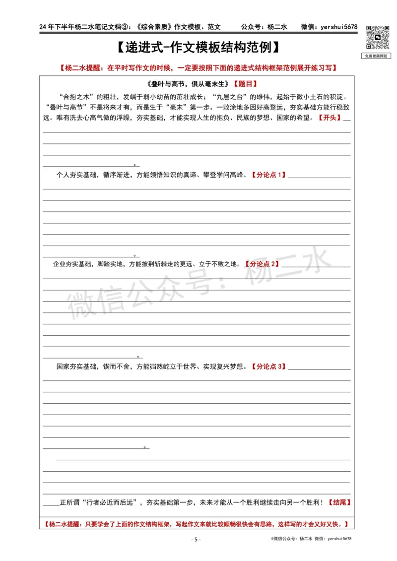 ③《中学综合素质》作文_4-教培资料-26年最新资料-同步更新_初中高中教资_2025下中学教资笔试_04科一科二重点笔记_杨二水_中学科一综合素质-笔记（25下通用）