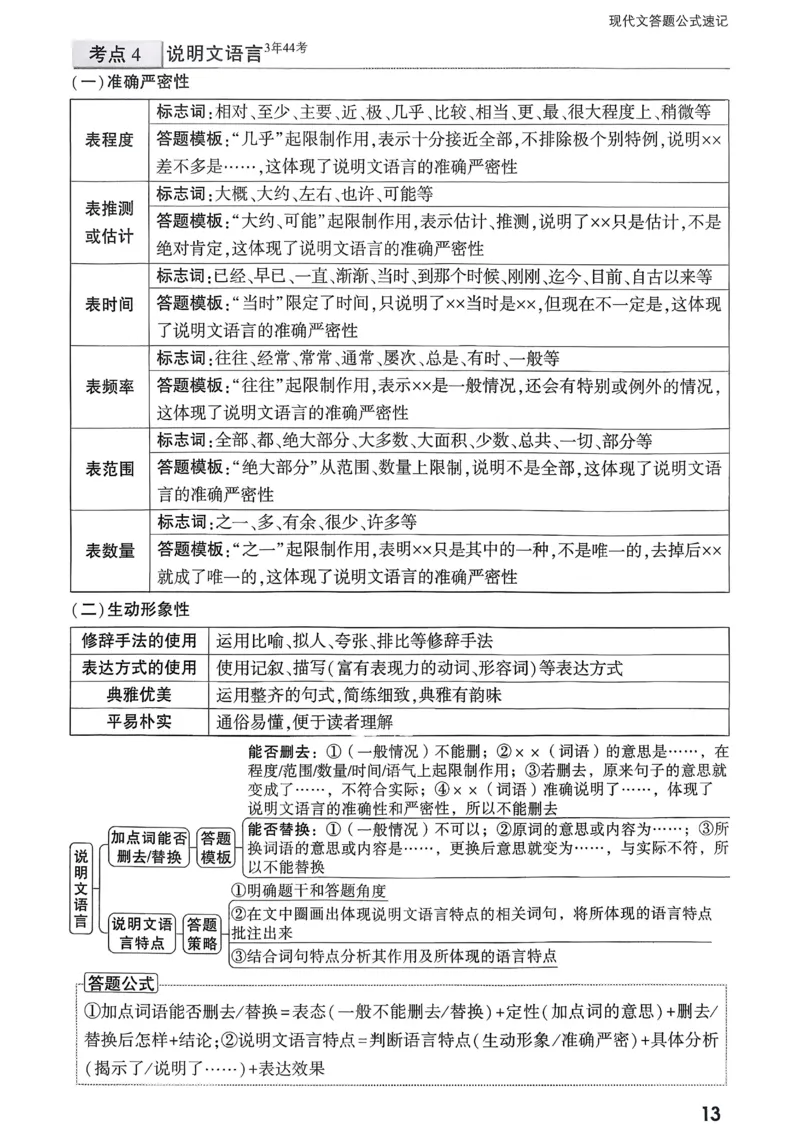 2026《中考真题分类与新考法》语文现代文答题公式速记_2026万唯系列预习复习_2026版初中《万唯》中考真题分类与新考法（语数外物历道生）