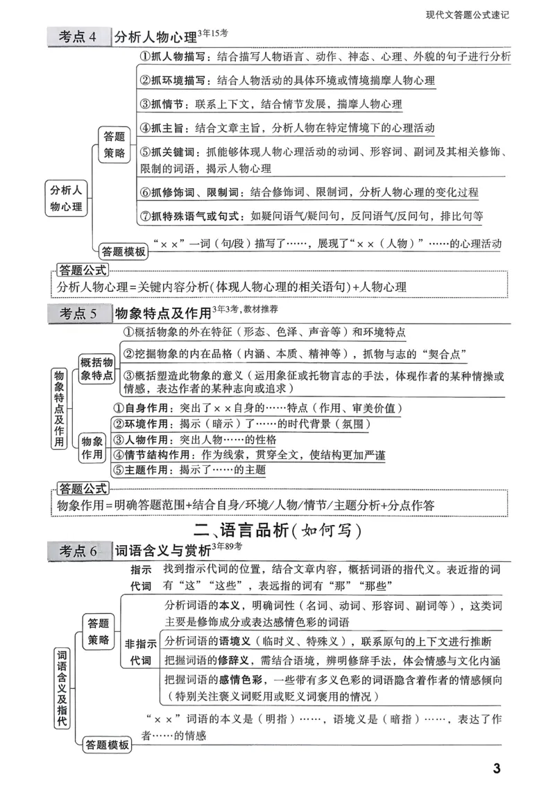 2026《中考真题分类与新考法》语文现代文答题公式速记_2026万唯系列预习复习_2026版初中《万唯》中考真题分类与新考法（语数外物历道生）