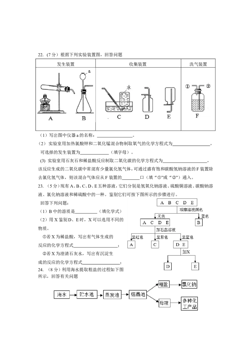 2015年天津市中考化学试题及答案_中考真题_5.化学中考真题2015-2024年_地区卷_天津中考化学2008--2022年