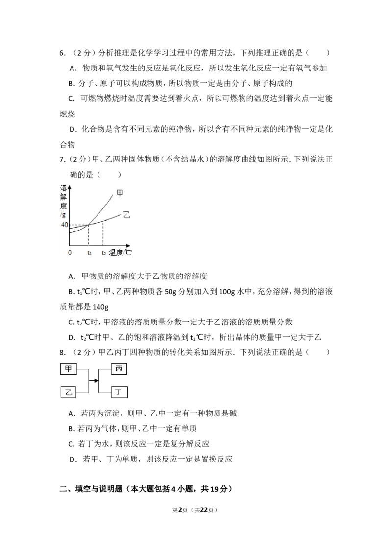 2015年湖北省黄冈市中考化学试卷（含解析版）_中考真题_5.化学中考真题2015-2024年_地区卷_湖北省_湖北黄冈化学12-21