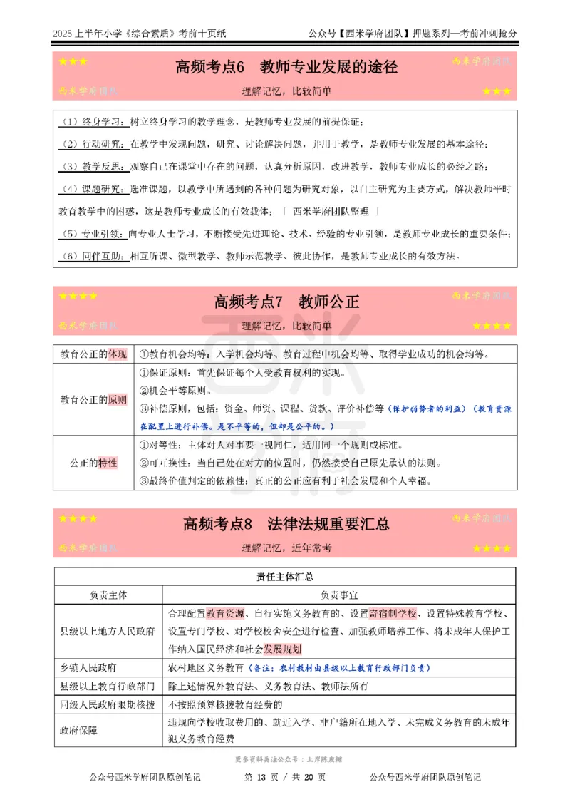 25上小学-综合素质-考前十页纸公众号：双马尾资料库_4-教培资料-26年最新资料-同步更新_科一科二电子资料合集中小幼（笔记真题知识点汇总等）文件多，按需保存_01西米合集