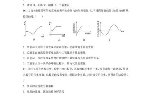 2017年山东省东营市中考生物试题(word版含答案)_中考真题_8.生物中考真题2015-2024年_地区卷_山东省_东营中考生物09-22